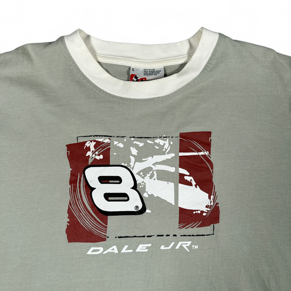 Vintage Dale Earnhardt Jr Shirt Adult LARGE Gray Budweiser NASCAR Auto Race Y2K - Picture 2 of 8